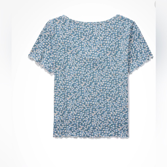 AMERICAN EAGLE NWOT FLORAL SNAP FRONT BABY TEE SIZE SMALL - Picture 2 of 7